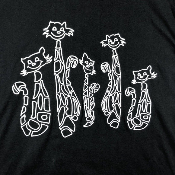 Vintage Cat Shirt Womens Large Embroidered Abstract Geometric Black HMJ Resort - Picture 2 of 10